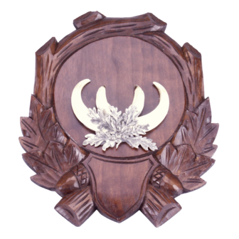 Carved shield for trophy wild boar