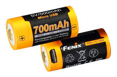 Fenix 16340 battery 700mAh with micro-USB port Fenix 16340 battery 700mAh with micro-USB port